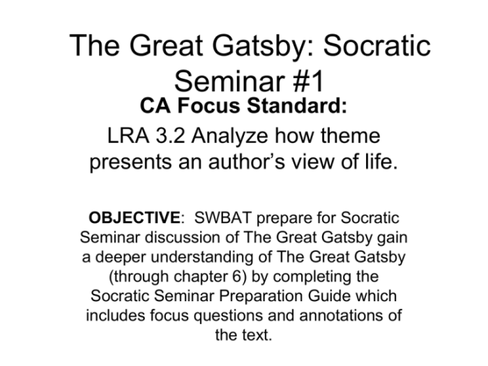 The great gatsby socratic seminar questions