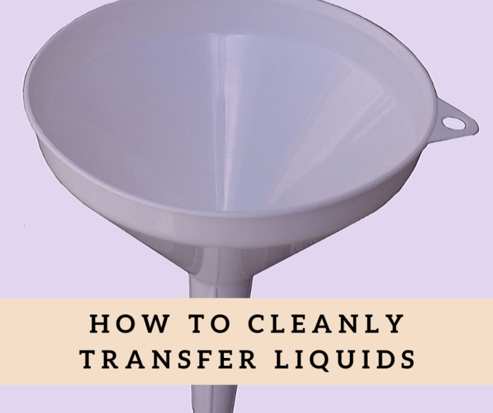 Pouring 50 ml of liquid from one container to another