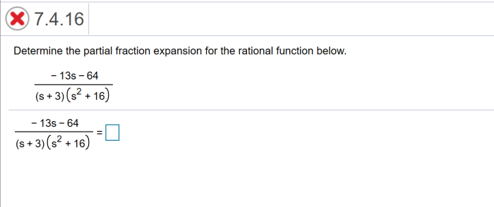 Determine the partial fraction expansion for the rational function below